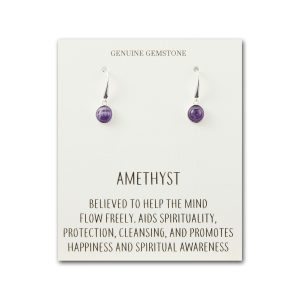 Amethyst Drop Earrings with Quote Card