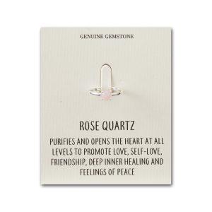 Rose Quartz Adjustable Ring with Quote Card