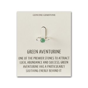 Green Aventurine Adjustable Ring with Quote Card