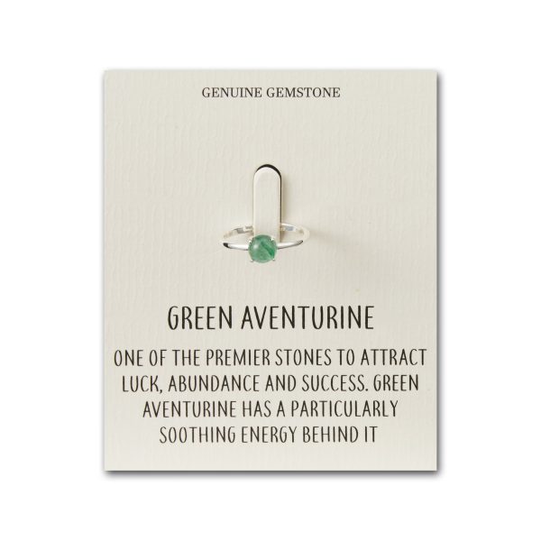 Green Aventurine Adjustable Ring with Quote Card