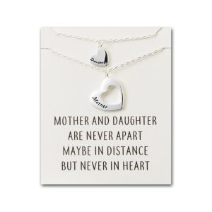 Silver Plated Mother and Daughter Necklace Set with Quote Card