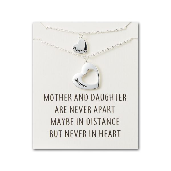 Silver Plated Mother and Daughter Necklace Set with Quote Card