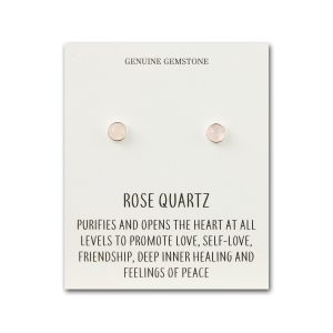 Rose Quartz Stud Earrings with Quote Card