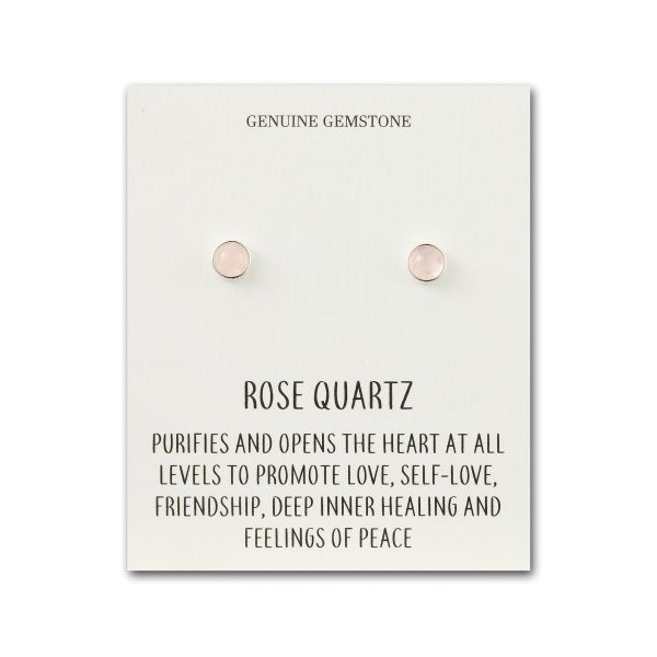 Rose Quartz Stud Earrings with Quote Card