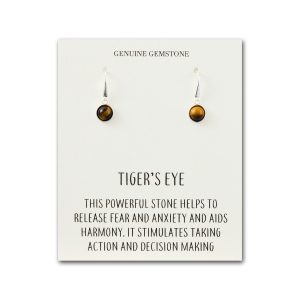 Tiger's Eye Drop Earrings with Quote Card