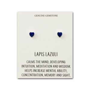 Lapis Heart Stud Earrings with Quote Card