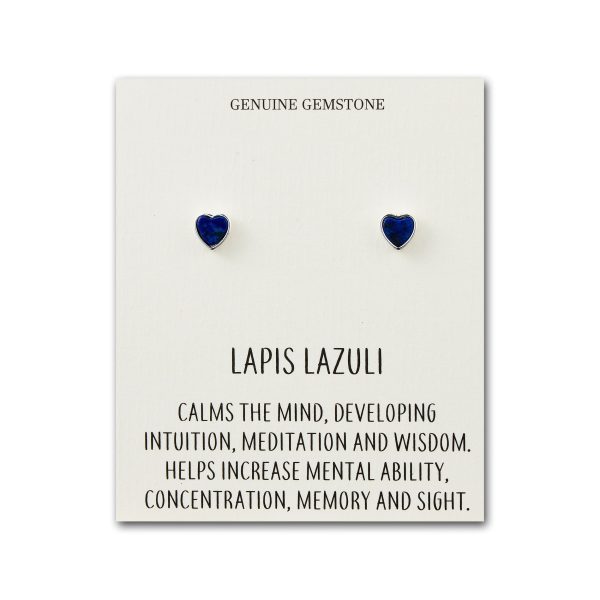 Lapis Heart Stud Earrings with Quote Card