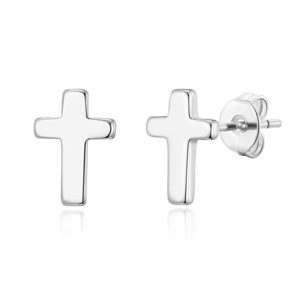 Silver Plated Cross Stud Earrings