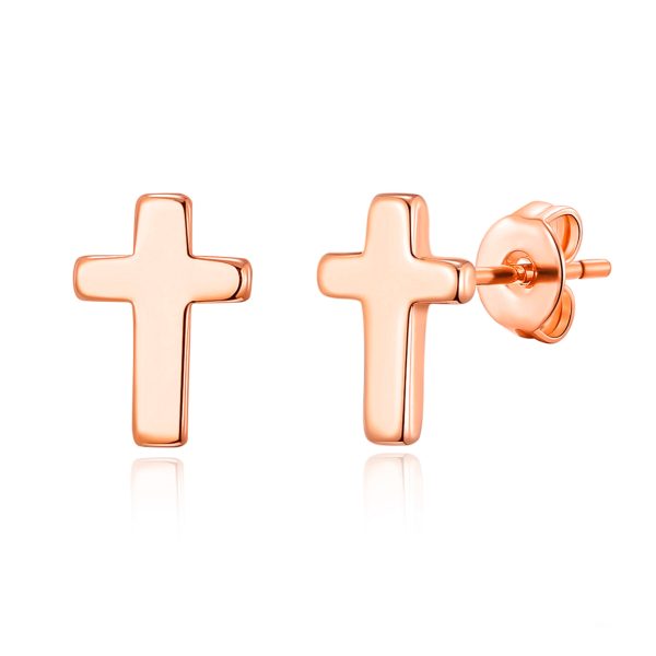 Rose Gold Plated Cross Stud Earrings