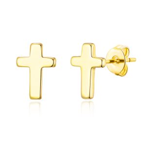 Gold Plated Cross Stud Earrings