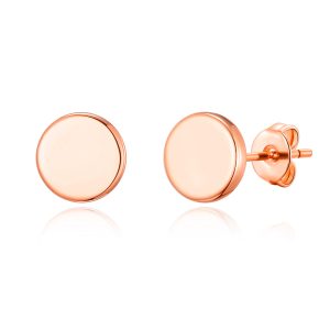 Rose Gold Plated Round Dot Stud Earrings