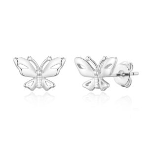 Silver Plated Butterfly Stud Earrings