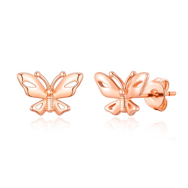 Rose Gold Plated Butterfly Stud Earrings