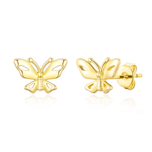 Gold Plated Butterfly Stud Earrings