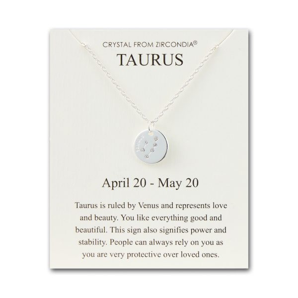 Taurus Zodiac Star Sign Disc Necklace Created with Zircondia® Crystals