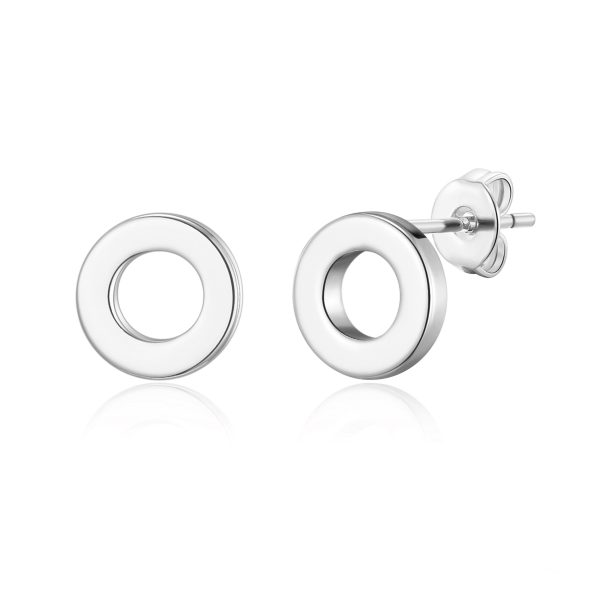 Silver Plated Circle Stud Earrings