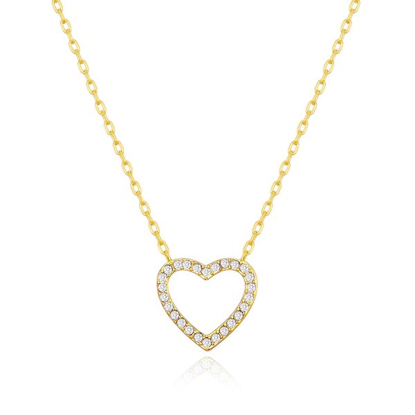 Gold Plated Open Heart Necklace Created with Zircondia® Crystals