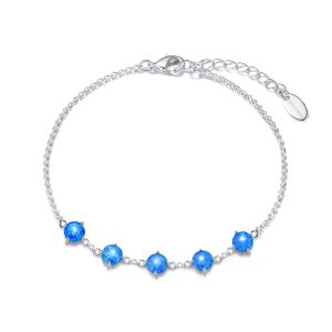 Synthetic Blue Opal Gemstone Bracelet