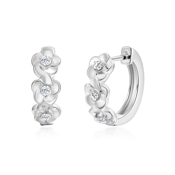 Silver Plated Flower Hoop Earrings Created with Zircondia® Crystals