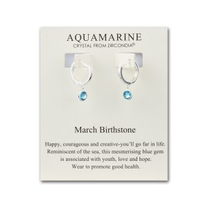 March Birthstone Hoop Earrings Created with Aquamarine Zircondia® Crystals