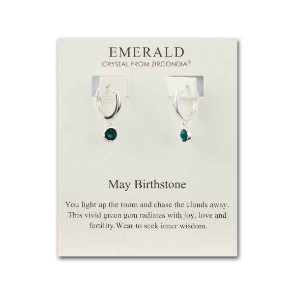 May Birthstone Hoop Earrings Created with Emerald Zircondia® Crystals