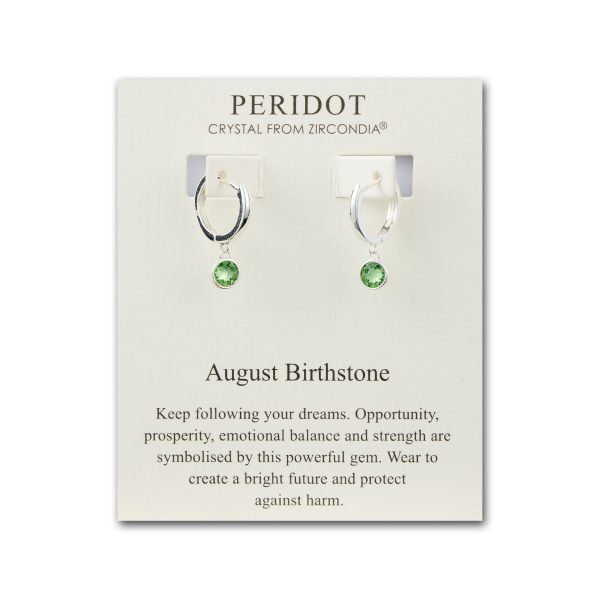 August Birthstone Hoop Earrings Created with Peridot Zircondia® Crystals