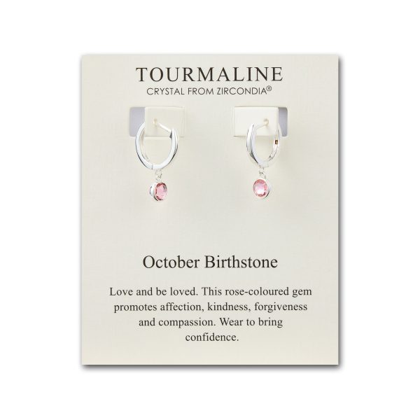 October Birthstone Hoop Earrings Created with Tourmaline Zircondia® Crystals