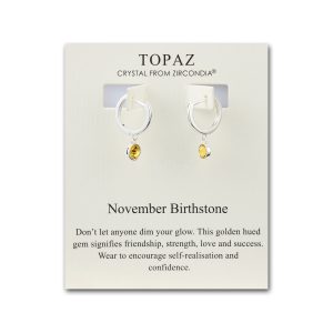 November Birthstone Hoop Earrings Created with Topaz Zircondia® Crystals