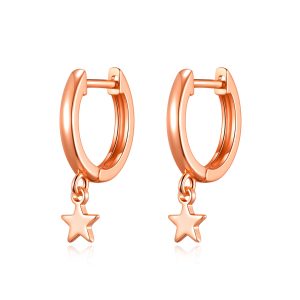 Rose Gold Plated Star Charm Hoop Earrings