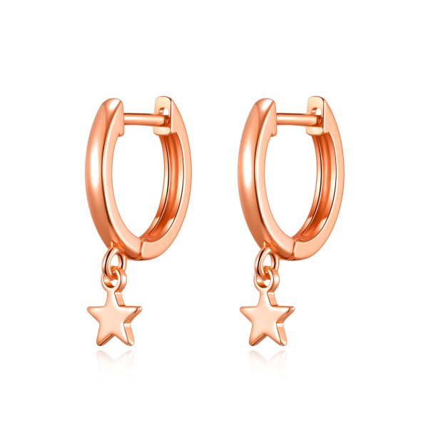 Rose Gold Plated Star Charm Hoop Earrings