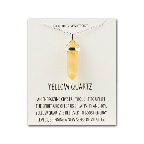 Yellow Quartz Gemstone Necklace with Quote Card