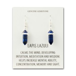 Lapis Gemstone Drop Earrings with Quote Card