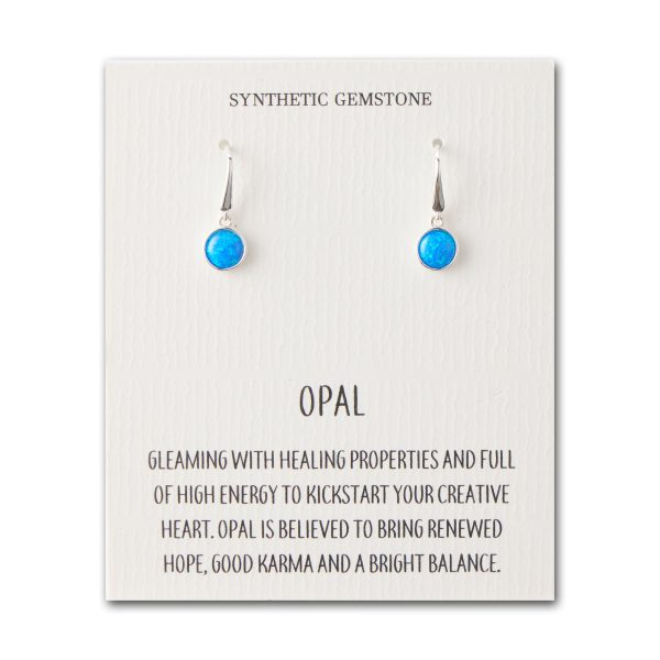 Synthetic Blue Opal Drop Earrings with Quote Card