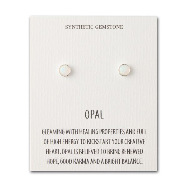 Synthetic White Opal Stud Earrings with Quote Card