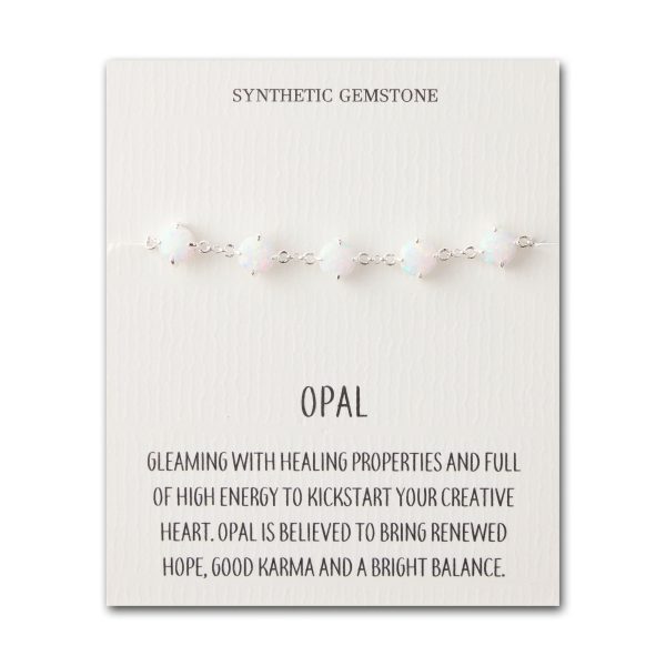 Synthetic White Opal Gemstone Bracelet with Quote Card