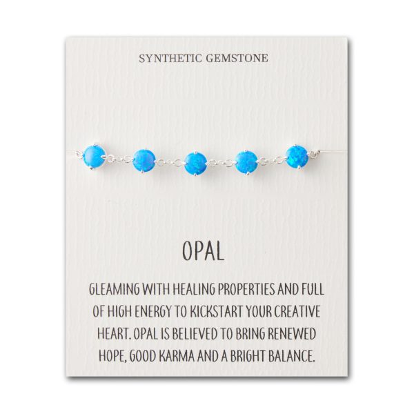 Synthetic Blue Opal Gemstone Bracelet with Quote Card