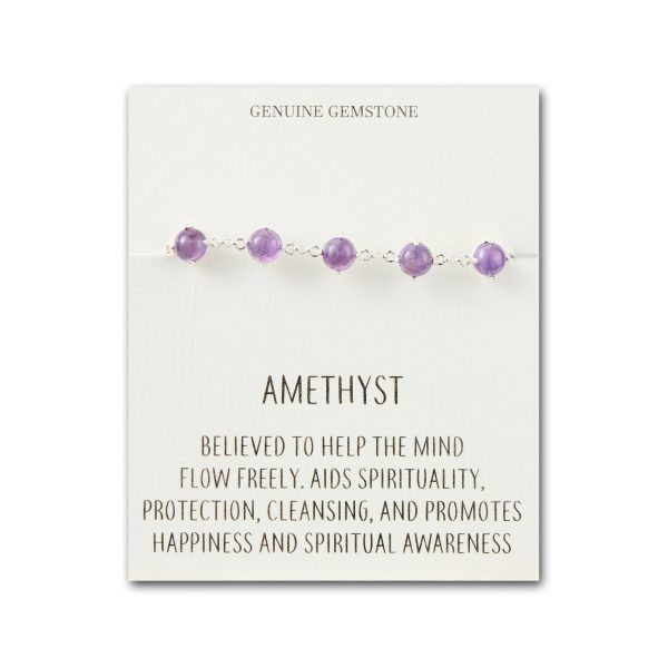 Amethyst Gemstone Bracelet with Quote Card