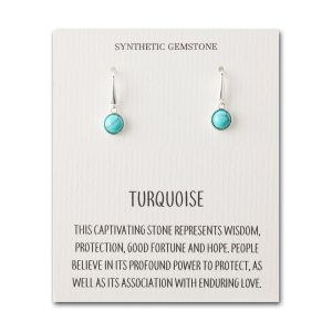 Synthetic Turquoise Drop Earrings with Quote Card