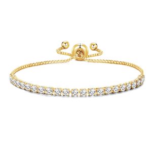 Gold Plated Solitaire Friendship Bracelet Created with Zircondia® Crystals