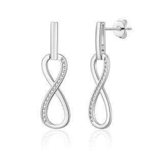 Silver Plated Infinity Drop Earrings Created with Zircondia® Crystals