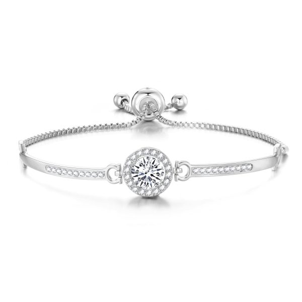 Silver Plated Halo Friendship Bracelet Created with Zircondia® Crystals