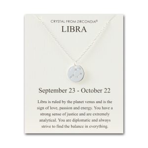 Libra Zodiac Star Sign Disc Necklace Created with Zircondia® Crystals