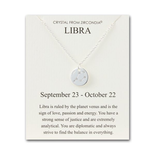 Libra Zodiac Star Sign Disc Necklace Created with Zircondia® Crystals