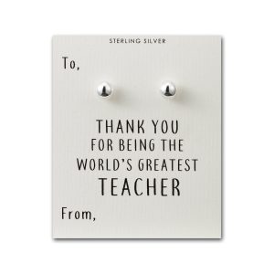 Sterling Silver World's Greatest Teacher Sphere Earrings