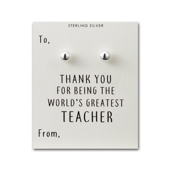 Sterling Silver World's Greatest Teacher Sphere Earrings