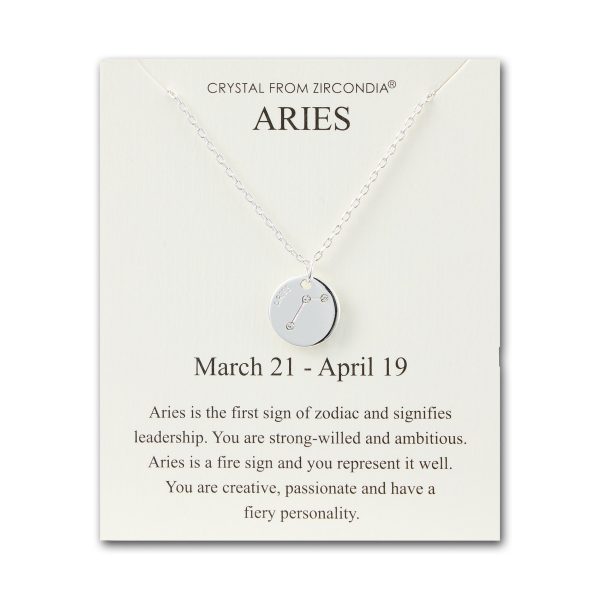 Aries Zodiac Star Sign Disc Necklace Created with Zircondia® Crystals