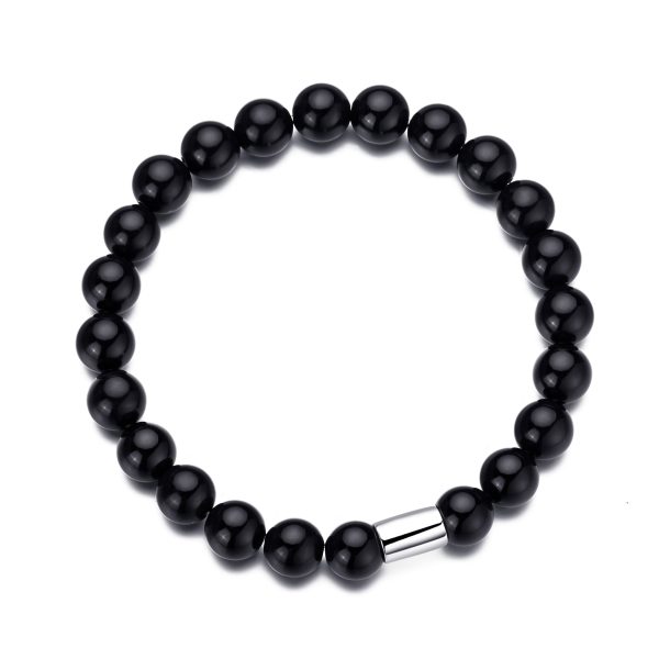 Men's Black Onyx Gemstone Stretch Bracelet