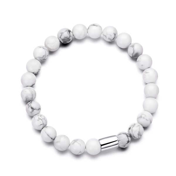 Men's Howlite Gemstone Stretch Bracelet