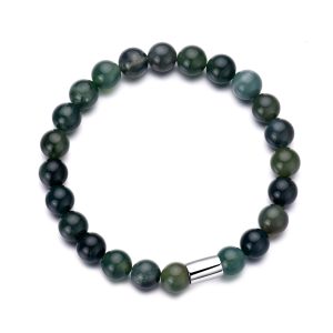 Men's Aquatic Agate Gemstone Stretch Bracelet