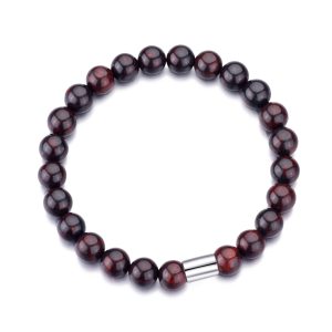 Men's Red Jasper Gemstone Stretch Bracelet